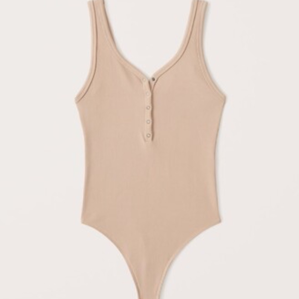 A&F Seamless Ribbed Fabric Henley Bodysuit